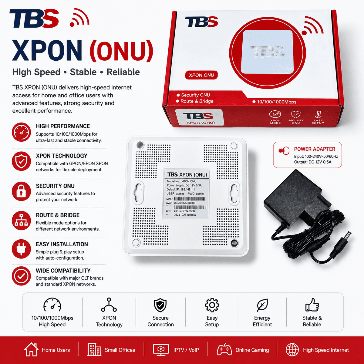 TBS XPON (ONU) NON-PRINTED