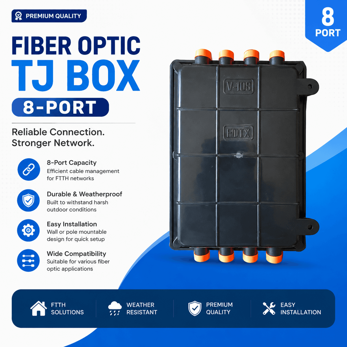 Fiber Optic TJ Box 8-Port