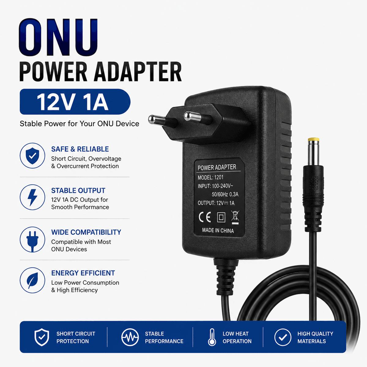 ONU Power Adapter 12V 1A